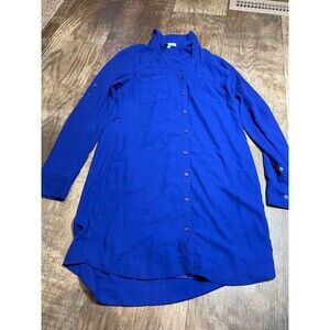 Express The Portofino Shirt Dress Womens XS Blue Button Up Long Sleeve Blue
